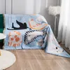 Kawaii Cat رمي بطانية أريكة أريكة سرير محبوكة تغطية كاملة للنزهة وسادة النسيج سرير سرير 240103