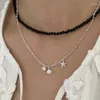 Pendentif Colliers Shell Sea Star Cz Pierre Acier inoxydable pour femmes Simple Minimaliste Dainty Bijoux imperméable à l'eau