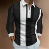 T-Shirts Men Men'S Polo Lapel Korean Business Long Sleeve Fashion Plain Quarter Zip Spring Summer Tops Sportwear Tee Clothing 240103