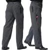 Calças de chef restaurante uniforme calças cinza listrado elástico workwear para homens zebra cozinheiro traje 240102