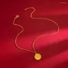 Pendants Genuine 14k Gold Color Daisy O-shaped Pendant Necklace Fresh Sweet Sun Flower Collar Chain For Women Fine Jewelry Gifts