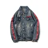 Men's Jackets 2024 Denim Clothing Hole Retro Motorcycle Jacket High Quality Hip Hop Trend With Personality Prints Size M-XXL