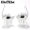 Солнцезащитные очки Trend Rhinestone Glasses Frame Women 2024 Luxury High Quality Crystal Diamond No Lenses Eyeglass Lady Y2k Streetwear Accessories