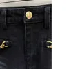 CE24 Autumn/Winter New Women's Jeans Fashion Chain Design Hög midja raka smala jeans breda benbyxor