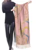 Scarves NOISYDESIGNS 2021 Women Scarf Winter Warm Shawl And Wraps Creative Pattern Flowers Floral Pink Soft Long Tassel Female7403972