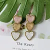 Boucles d'oreilles pendantes en forme de cœur pour femme, bijoux esthétiques, néon, trois couches de perles de riz, goutte d'eau, pour la saint-valentin