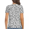 Women's T Shirts Dalmatian Dog Print T-Shirt Black Spotted Y2K Funny Sexy Deep V Neck Short Sleeve DIY Tops 2024 Woman Casual Top Tees