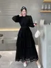 New Elegant Long Dress Woman Lantern Sleeve Ruffles Chiffon Patchwork Runway Vestidos Lady Party Maxi Female Spring 210325