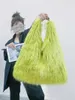 Evening Bags Type Falling Water Hair Large Capacity One Shoulder Tote Bag Long Plush Faux Fur Y2K Millennium Spicy Girl Jelly