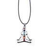 7 Chakra Reiki Stones Healing Crystal Neckor Pendants Health Amulet 3D Symbols Stone Charms Pendant Yoga Necklace Collier252i