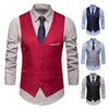 Gilets pour hommes Hommes Costume Gilet Business Tuxedo Gilet formel Slim Fit Col V Sans manches avec anti-rides soyeux