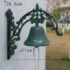 Decorative Figurines Vintage Green Big Cast Iron Wall Mounted Hand Cranking Welcome Door Bell Fleur De Lis Design For Front Gate Ourdoor