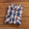 Camisas casuais masculinas retro xadrez tecido manga longa camisa moda outono masculino workwear duplo bolso casual algodão camisa superior jaqueta