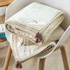 Japanese Muslin Boho Bed Blankets with Tassels Natural Cotton Gauze Decorative Sofa Throw Plaid Blanket for Bed Cover Quilt 240103