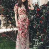 Partykleider 2024 Abendkleid Rundhalsausschnitt Halbarm Rot Blumenspitze Tüll Transparent Braut Besondere Anlässe