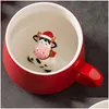 Mugs 3D Lovely Coffee Mug Heat Resisting Cartoon Animal Ceramic Cup Christmas Gift Cpa4648 1026 Drop Delivery Home Garden Kitchen Di Dhwy7