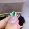 Cluster Rings Attractive Natural Green Diopside Ringfor Women Silver Jewelry Real 925 Good Color Gem Girl Birthday Gift Sale