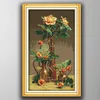 Tools Beautiful flowers Gold Roses home decor painting , Handmade Cross Stitch Embroidery Needlework sets counted print on canvas DMC 14
