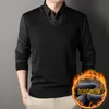 Men Twinset Knitted Sweaters Outwear Casual Pullovers Shirts Good Quality Male Winter Warm Fake Two Sweatercoats 4XL 240103