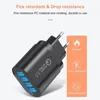 USB充電器3Aクイックチャージ3.0 4ポートUSB携帯電話壁充電器アダプター用iPhone 15 Samsung S24 Xiaomi OnePlus Fast Charger