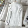 Tweed White Suit Women's Jacket Autumn/Winter 2024 New Coat Casual Little Perfume Coat Women's Warm Jacket Women's Top 240103