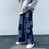 Koreansk mode lösa bredben jeans män hip hop byxor harem raka byxor last denim jeans street baggy casual byxor 240103