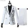 Męskie garnitury Blazery Eleganckie dwuczęściowe dwuczęściowe garnitur dla męskiego na bankiet weselny Taniec PROM COME Come Men Blazer Chinese Style Q230103