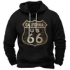 Sweat à capuche Vintage pour hommes, vêtements surdimensionnés, veste de cyclisme Route 66, mode de rue, sweat-shirt à manches longues pour hommes, automne 240102