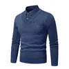 Pulls pour hommes Pull pour hommes Tenue assortie élégante Business Pull à revers rayé avec coupe ajustée douce pour l'automne / l'hiver