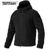 TACVASEN Winter Hooded Coats Mens Fleece Jackets Full Zip Up Multi-Pockets Fishing Hiking Climbing Outerwear Causal Parka Tops 240103