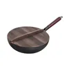 Pans Wok Pan Household Long Handle With Lid For Induction Electric Gas 12inch Vegetable