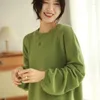 Women's Sweaters Round Neck Cashmere Sweater Pure Lantern Sleeve Thin Spring And Autumn 2024 Style