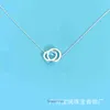 Tifannissm Pendant Necklac Best sell Birthday Christmas Gift T Family Double Ring Series s925 Sterling Silver Couple Collar Chain Have Original Box