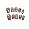 False Nails 10 Pcs Short Pink Handmade Acrylic Full Cover Cute Tip Press On Round Head Professional Artificial Art