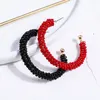 Boucles d'oreilles pendantes en perles de riz tissées à la main, demi-origine, fourniture exagérée pour femmes