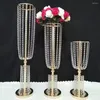 Titulares de vela 10pcsmetal festa de casamento cristal ouro flor suporte mesa centerpieces coluna vaso centro peças para decoração de casa