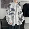 Camicie casual da uomo Camicia stampata da donna in seta ghiaccio Giacca estiva a maniche lunghe Protezione solare Abbigliamento coppia chic Indossare camicetta hawaiana