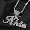 Fiore Cuore Bottone Lettera fai da te Ciondolo Gioielli alla moda Collana cubana hip-hop Collana gioielli GRA Moissanite diamante Argento sterling Catena a maglie cubane