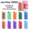 Оригинальная одноразовая электронная жидкость Jam King Ti8000 для вейпа, электронная сигарета, электронная сигарета Einweg Vape Pen, 19 мл, предварительно заполненная батарея емкостью 600 мАч, перезаряжаемая