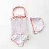 Set Baby Mädchen Bademode für Kleinkinder Gestreift Rosa Rüschen Badeanzug Kinder Mädchen Prinzessin Sommer Outfit für Kinder