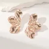 Stud Earrings European And American Style High-end Metal Liquid Irregular Leaves Fashionable For Women Jewelry