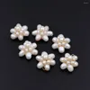 Hänghalsband 10st 20mm handgjorda trådbundna naturliga vita sötvatten pärlor blommor kluster charms kvinnor bröllop fest smycken
