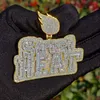 Europa i Ameryka Hip Hop Street Jewelry Gold Pleted CZ Letters Letters Wisidant Naszyjnik z łańcuchem liny dla mężczyzn Kobiety gorący prezent