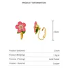 Charm Jaeeyin 2021 Autumn New Trendy Hand Make Enamel Pink Flower Green Leaf Holiday Jewelry Country Style Stereo Clip Earrings Female