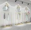 Hangers Ins Style Clothing Store Display Rack Floor Type Gold Clothes