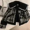 Winter Black Plaid Jacket Women Lamb Wool Liner Coat Ladies Thicken Korean Loose Sailor's Collar Casual Female Tops Outerwear 240103