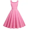 Lässige Kleider Frauen Vintage 1950er Jahre Hepburn Style Prom Cocktail Kleider elegante Polka Dot Print ärmellose Abendparty Weiß Maxi