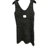 Dames Tanks Camiskleding Kleine geurbroche Decoratie Zware industrie Pailletten Gebreid Jarretelvest Jurk Zwart