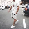 Y2K Men's Sets T Shirt i Shorts Fashion Cyfrowa litera K Print Towca Summer Codzienne ubrania uliczne odzież dla mężczyzn 240102