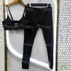 Klassisk yogalär ut tryckt rem Yoga Vest Stretch Yoga Pants Suit Sexig Push Up Yoga Bra Women Gym Övningsövning Yoga kostym